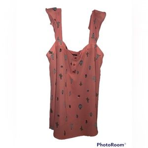 ☀️Torrid Coral Cactus Ruffle Crepe Tank size 1X